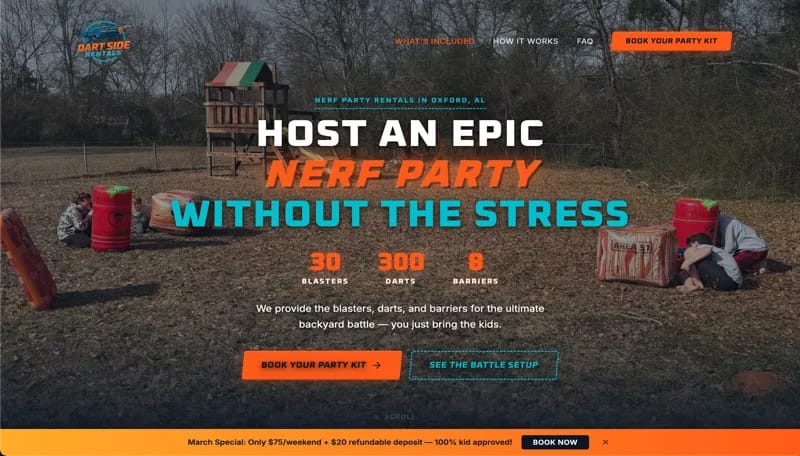 Dart Side Rentals website screenshot