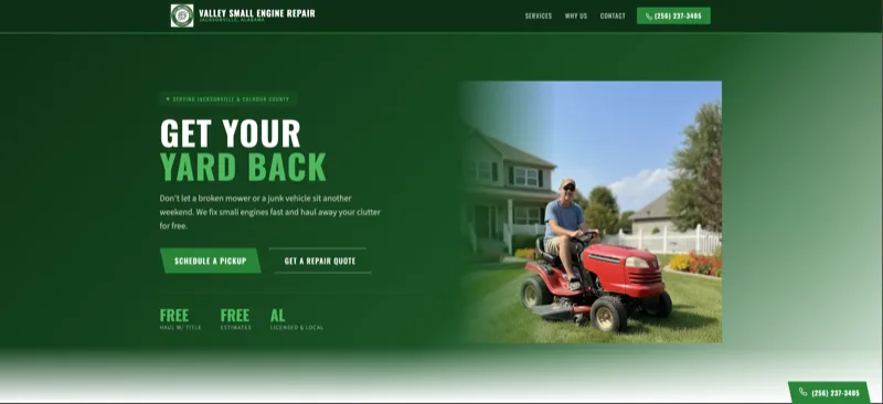 Valley Small Engine Repair website screenshot