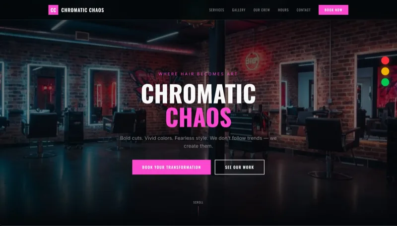 Chromatic Chaos Salon website screenshot